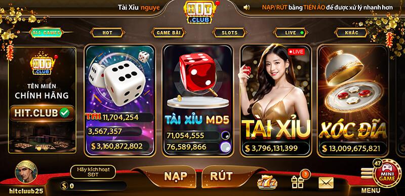 Nhiều thể loại game tài xỉu hấp dẫn tại hitclub
